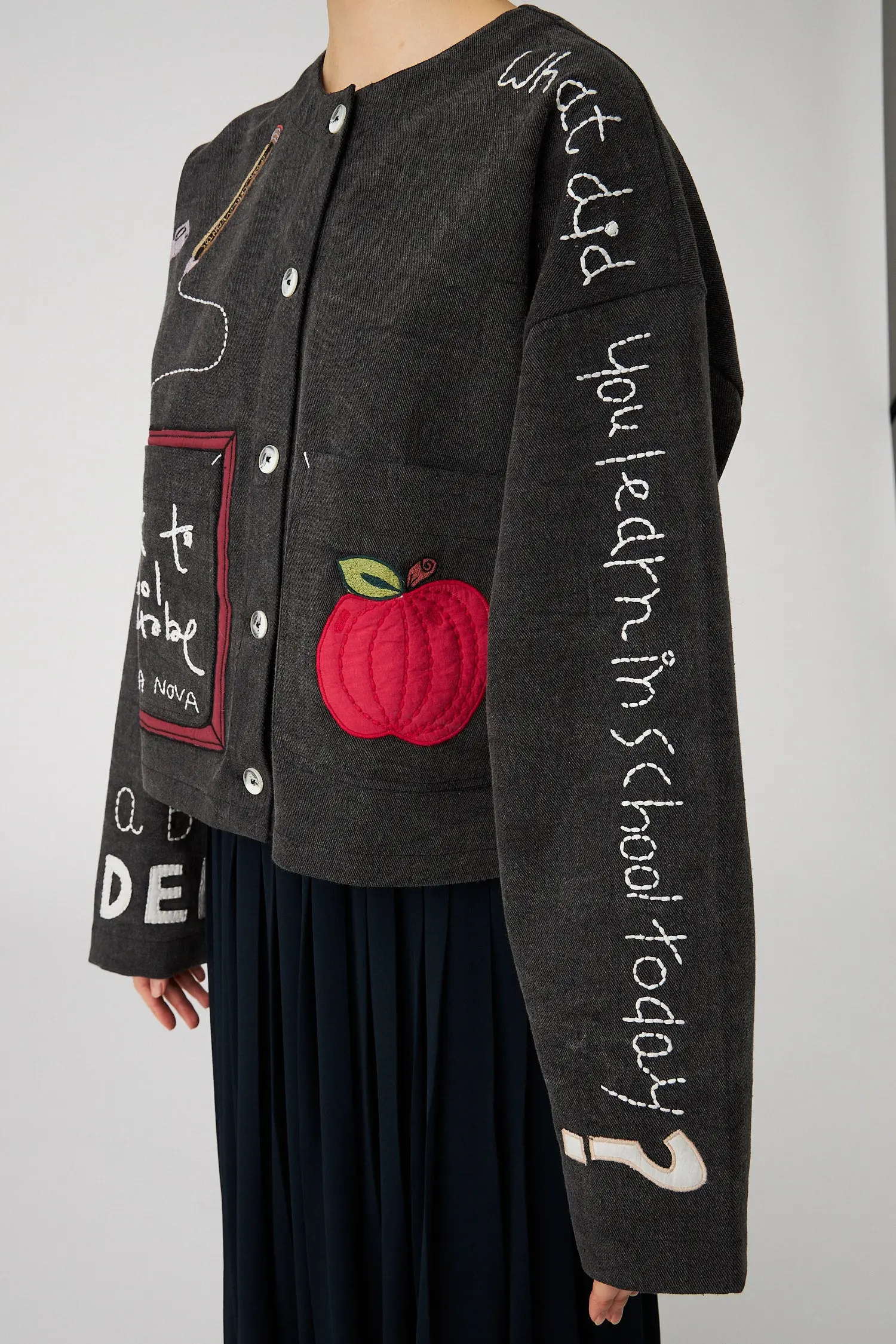 BACK TO SCHOOL Embroidered Jacket - Almost black - Image 5