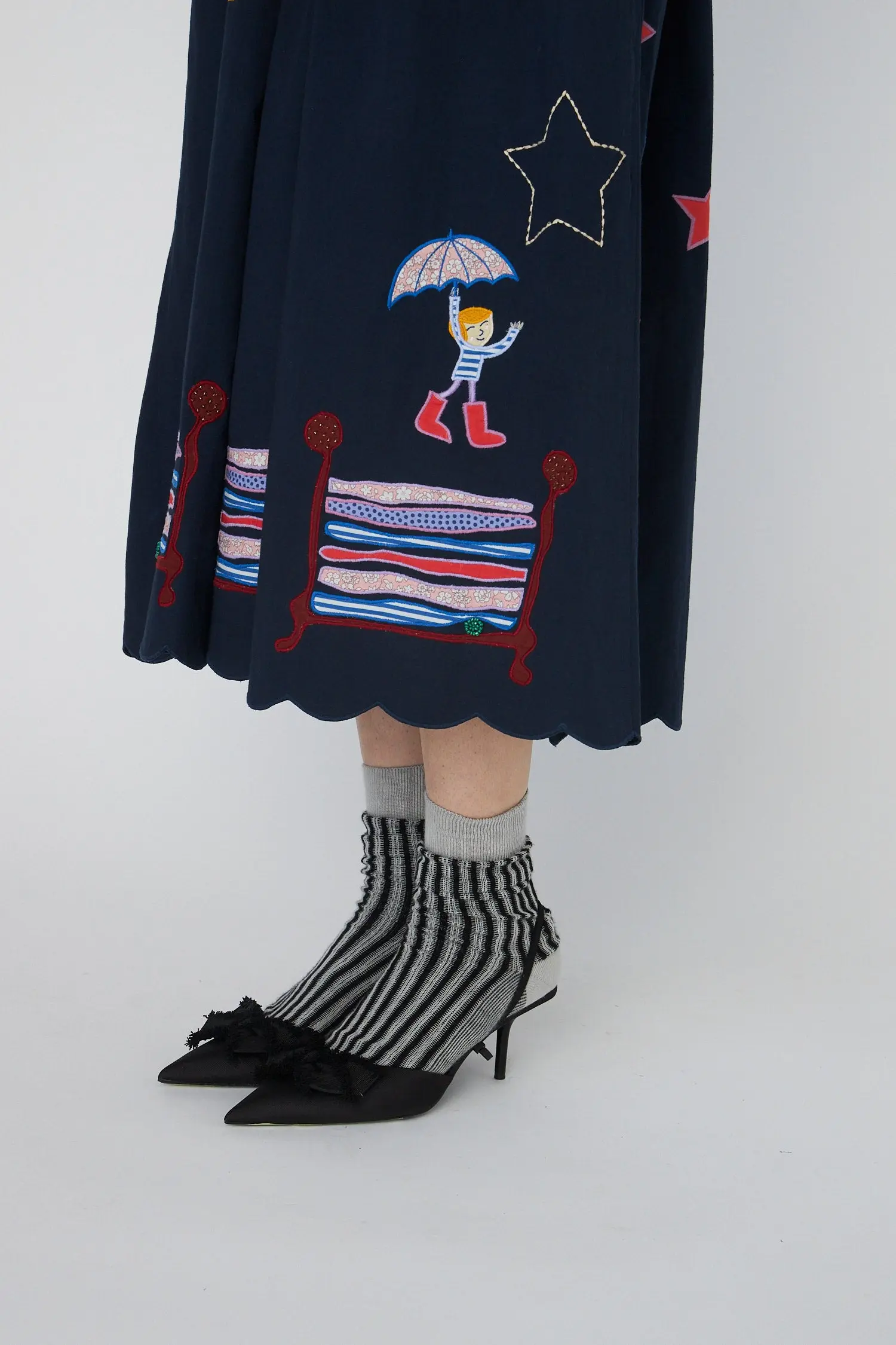 Bead Embellished Midi Dress - Navy - Image 2
