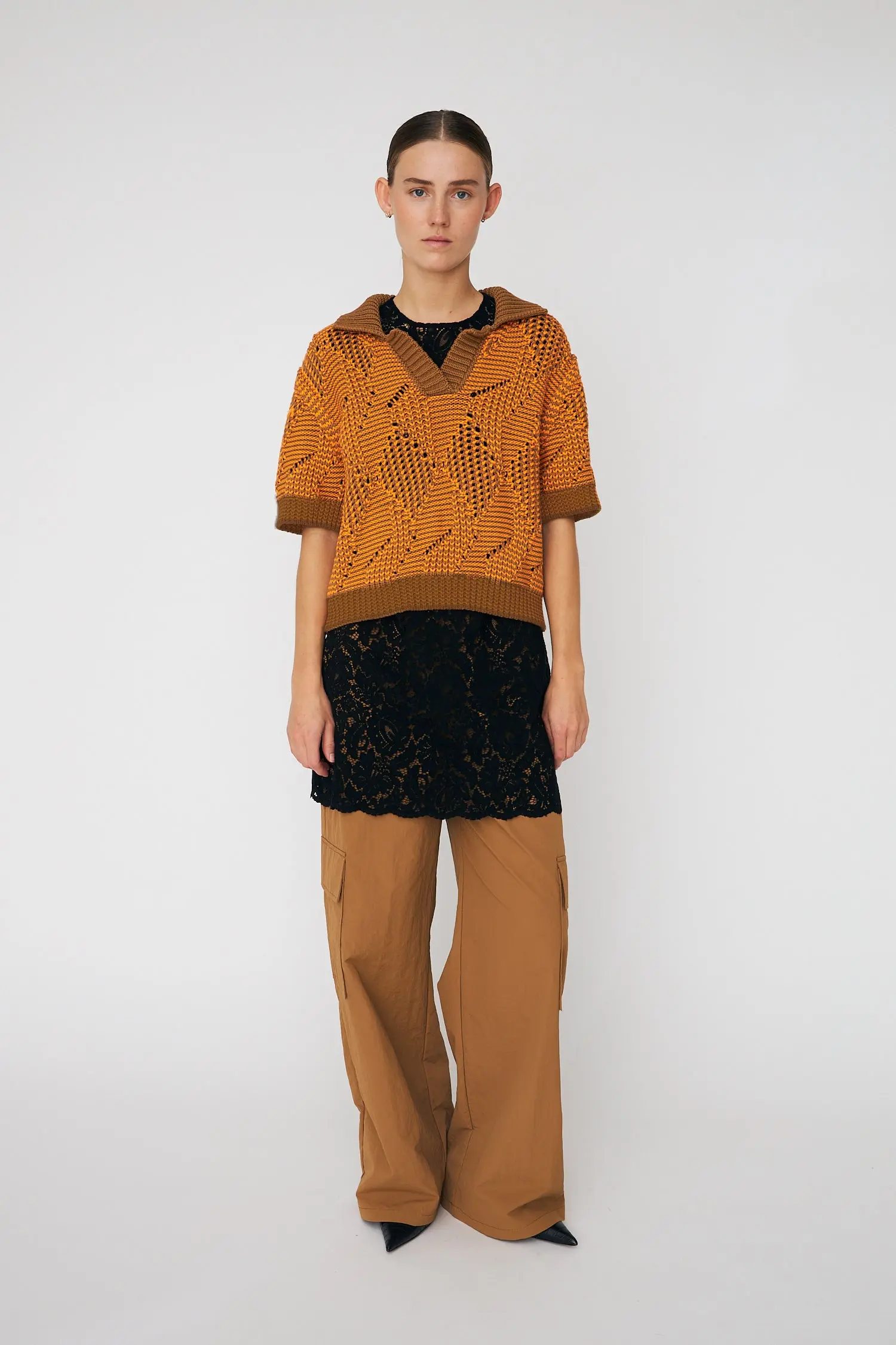 Cotton Knit Polo - Burned Orange - Image 4