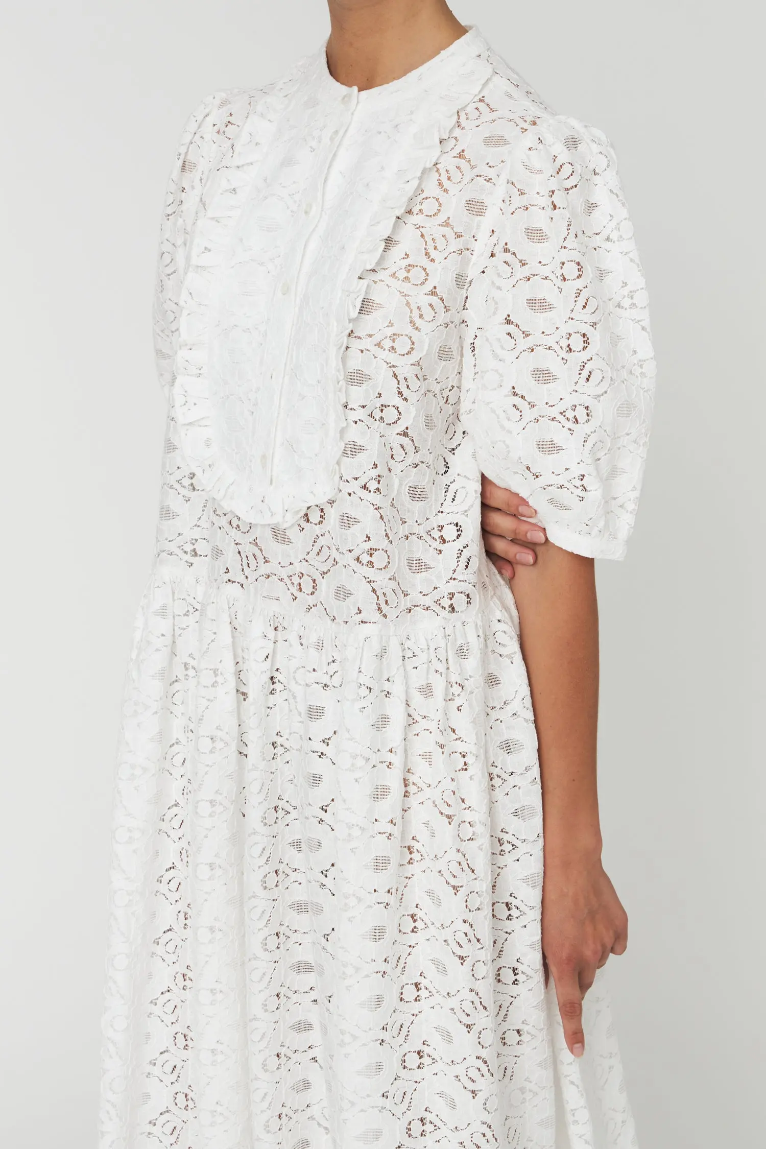Cotton Lace Dress - White - Image 2