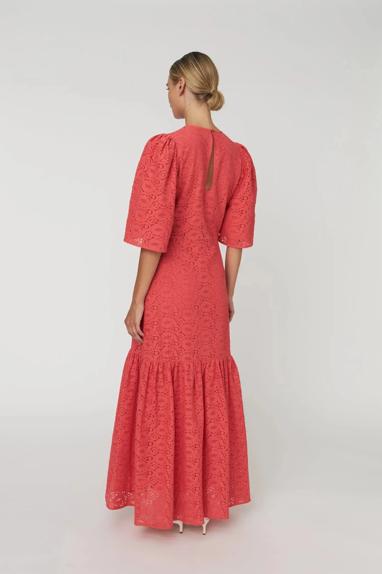 Cotton Lace Maxi Dress - Summer Coral - Image 3