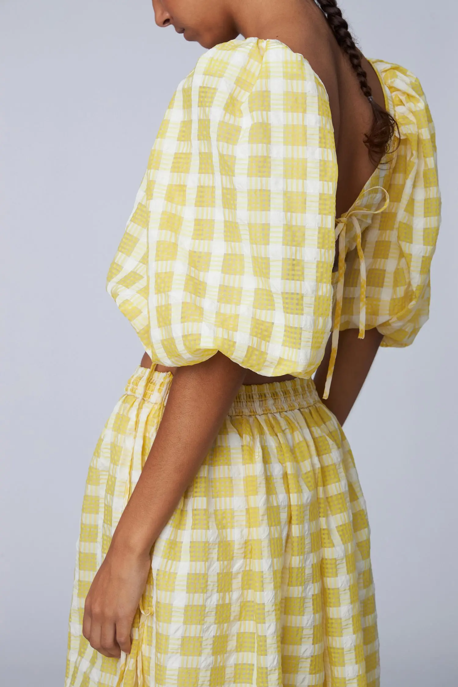 Delicate Checked Maxi Dress - Lovely Yellow - Image 3