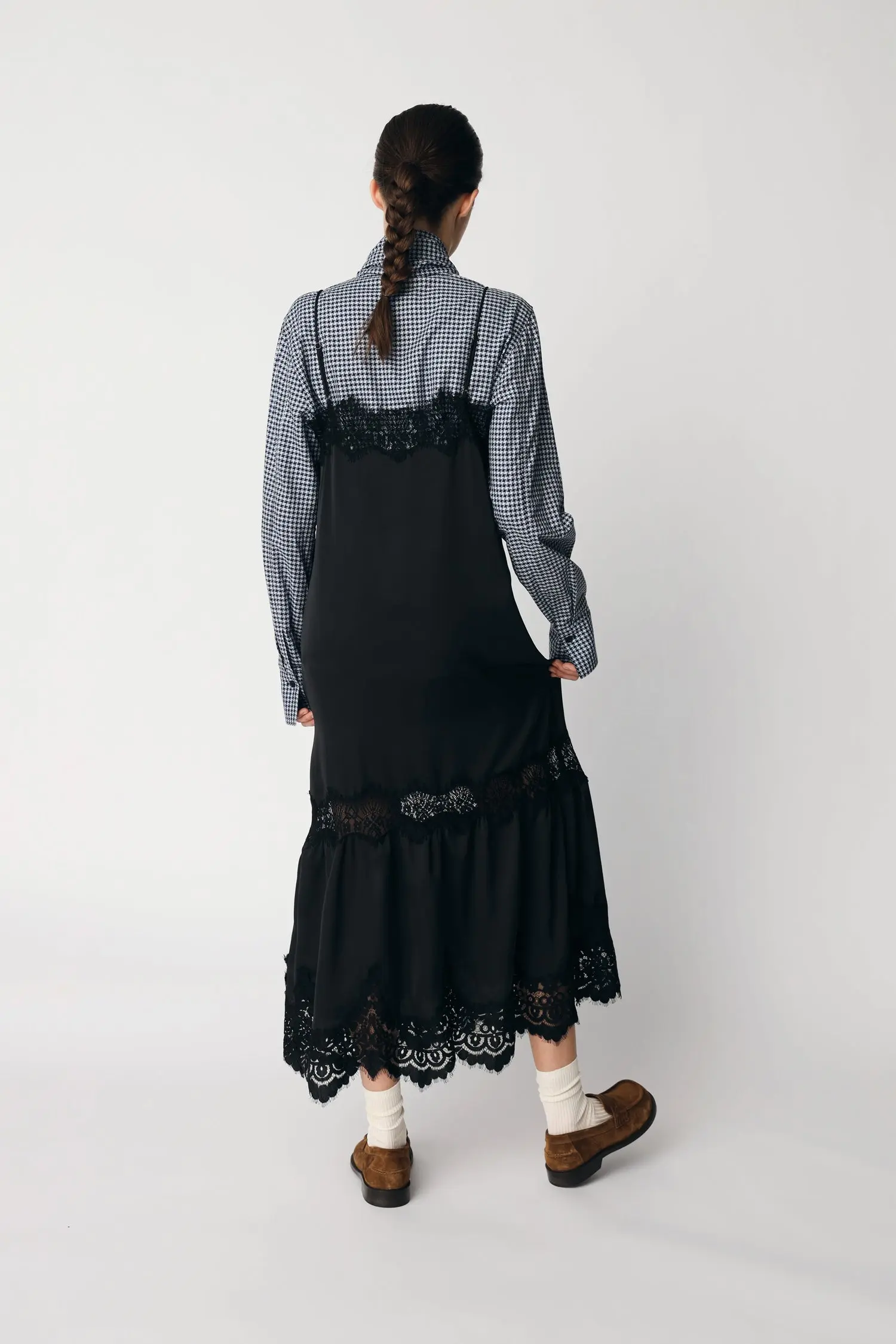 Delicate Lace Slip Dress - Black - Image 6