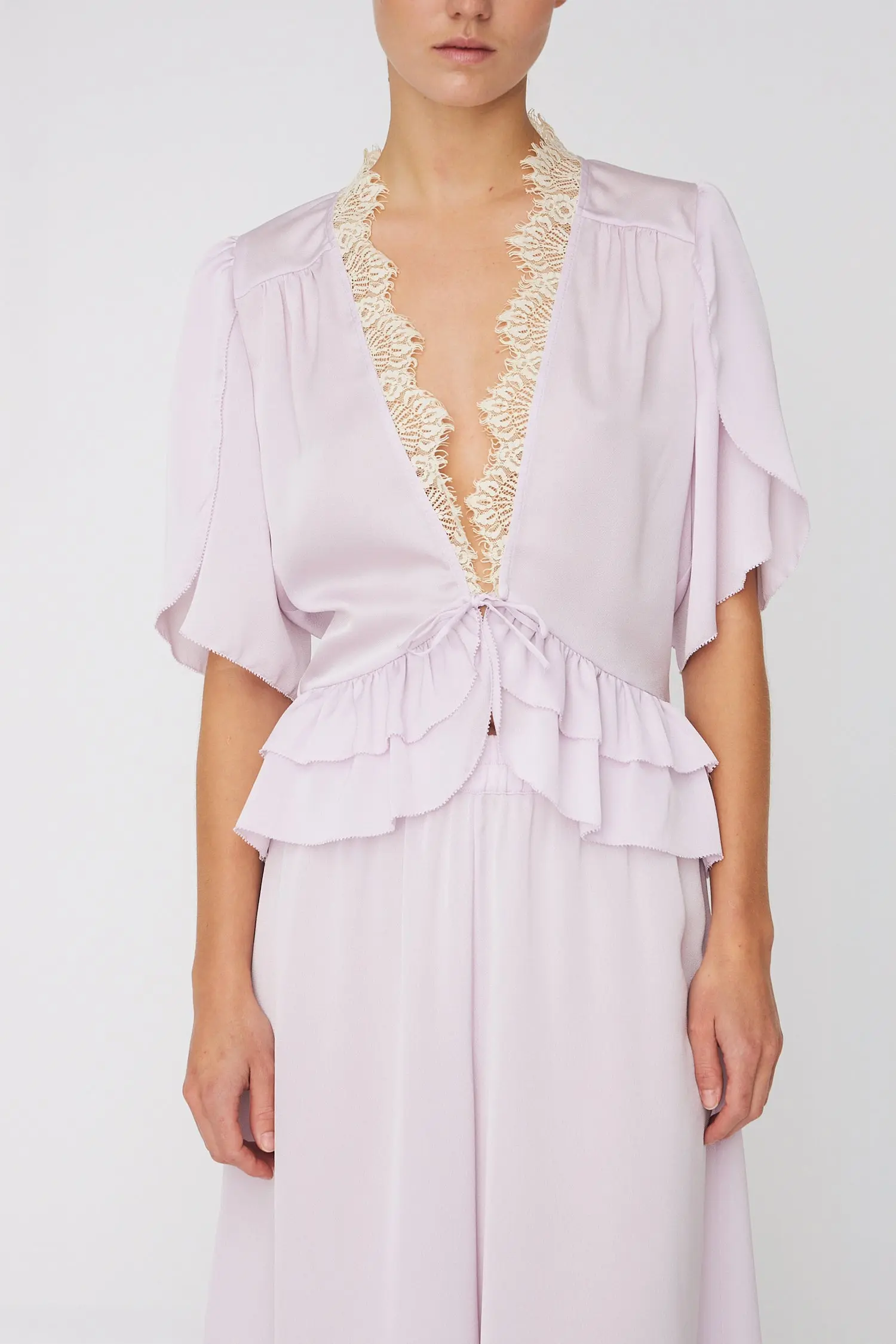 Delicate Tieband Blouse - Light Purple - Image 2
