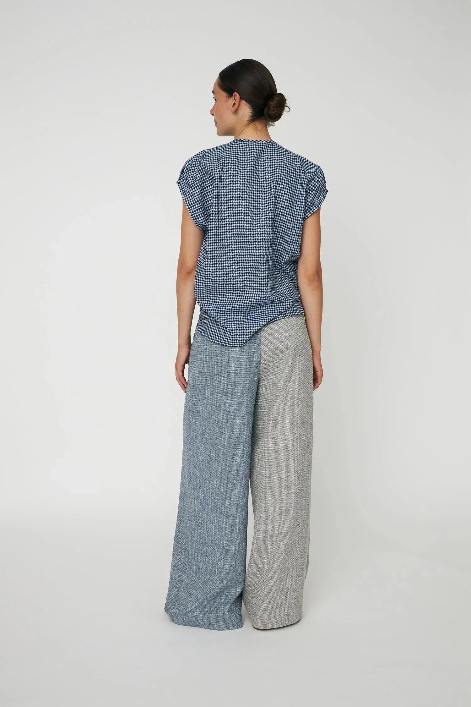 Drop Shoulder Oversized top - Blue Checks - Image 3