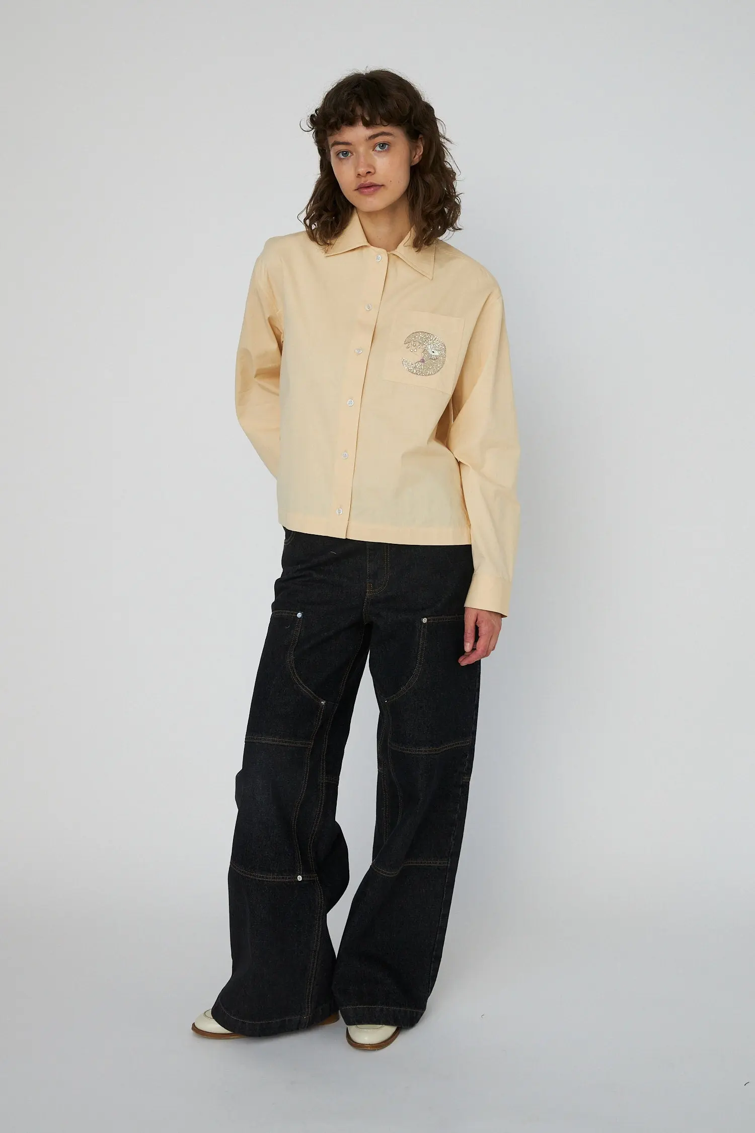 Embellished Moon Shirt - Creme Brûlée