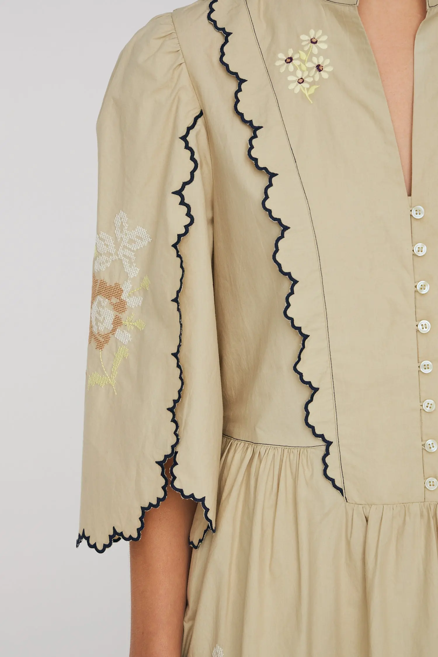 Embroidered Loose Midi Dress - Army Touch - Image 2