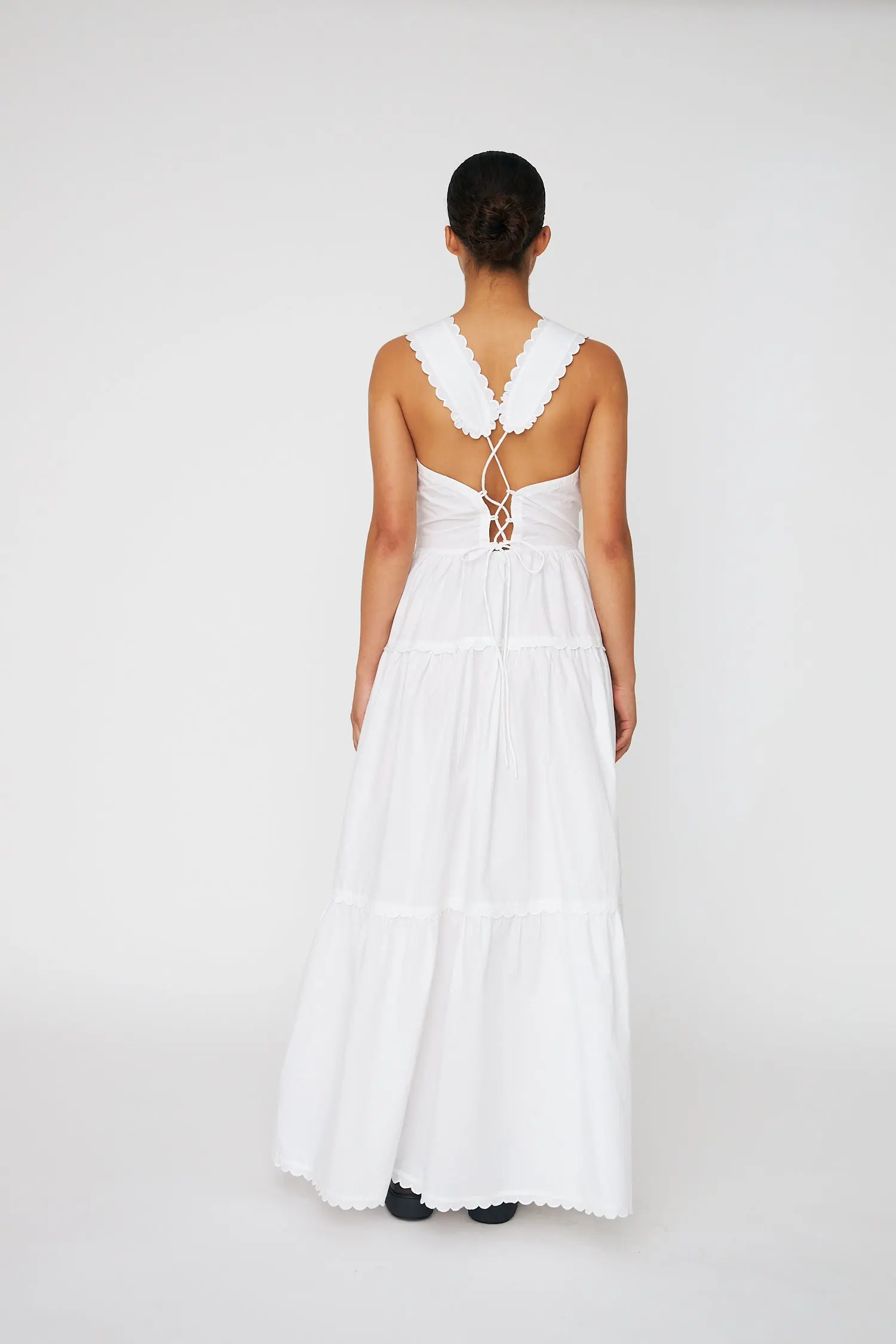 Embroidery Anglaise Maxi Strap Dress - White - Image 3