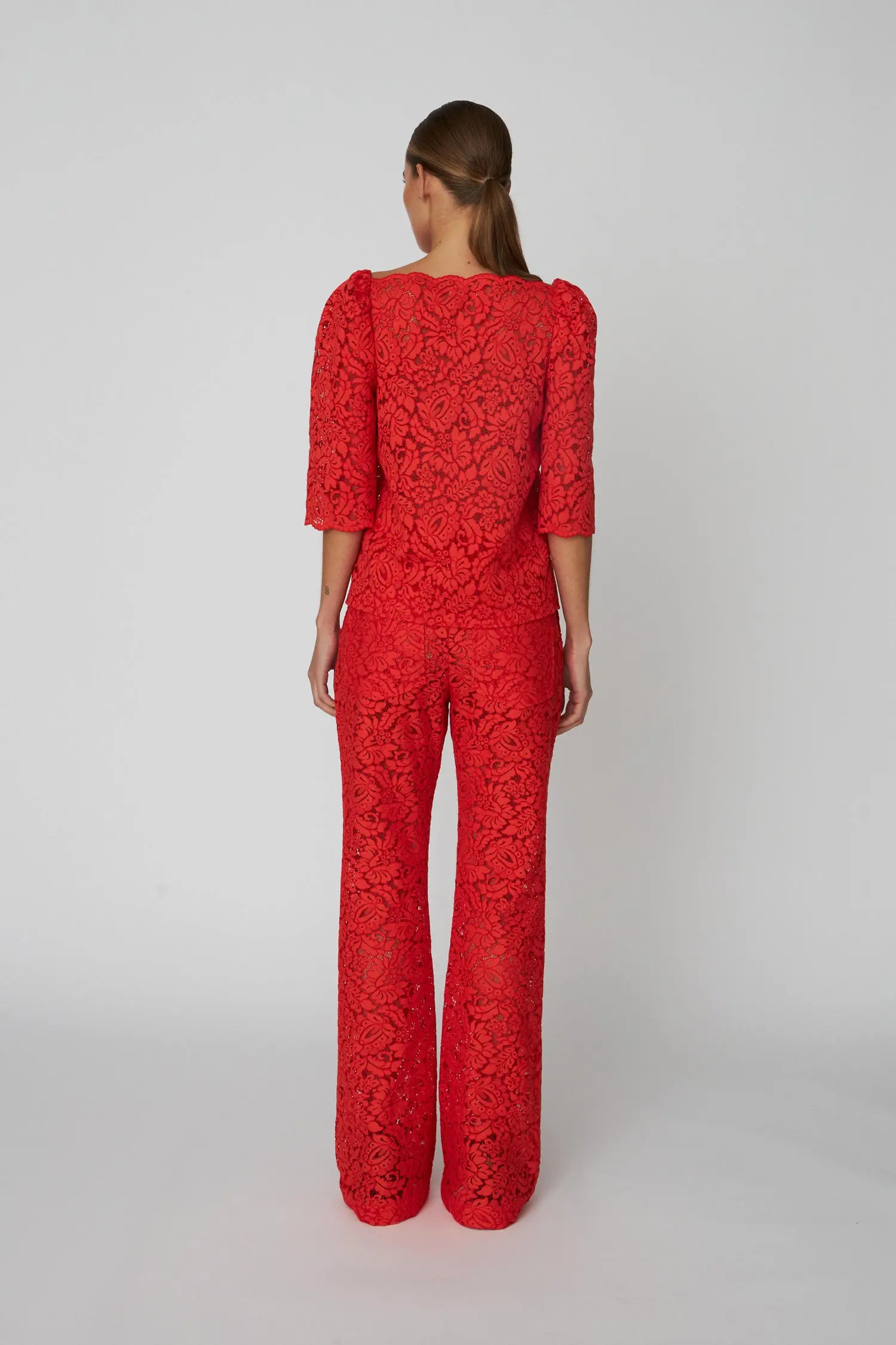 Heavy Lace Blouse - Red Lips - Image 3