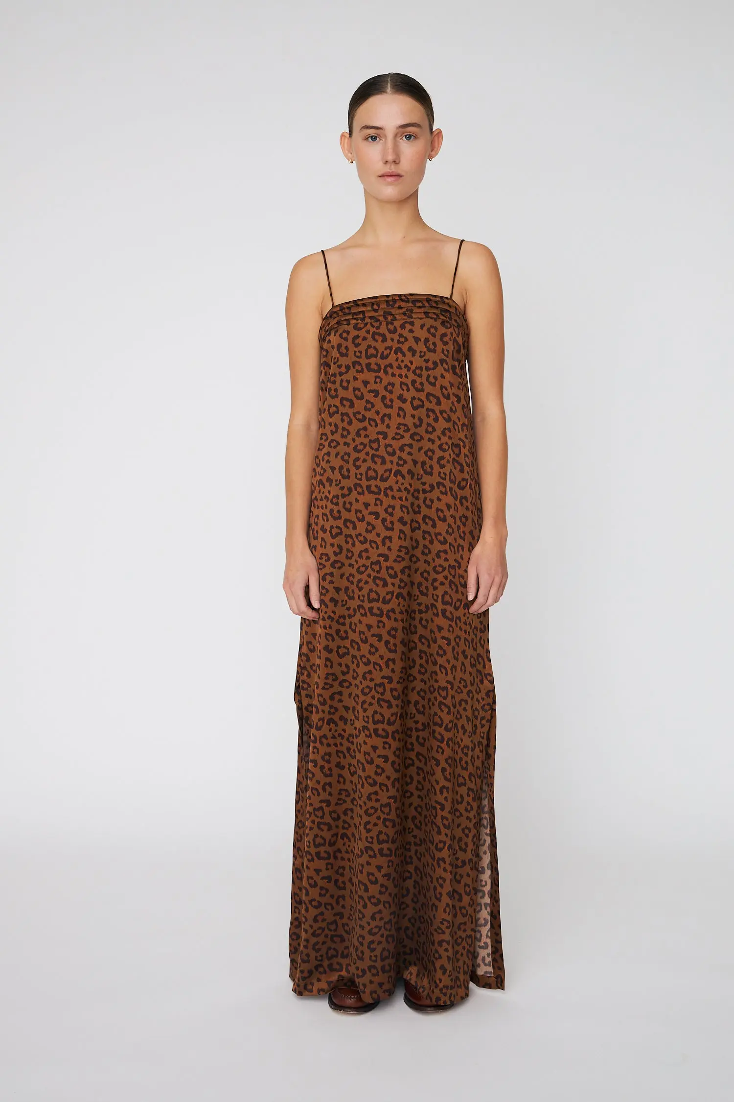 Maxi Animal Printed Silk Dress - Leopard