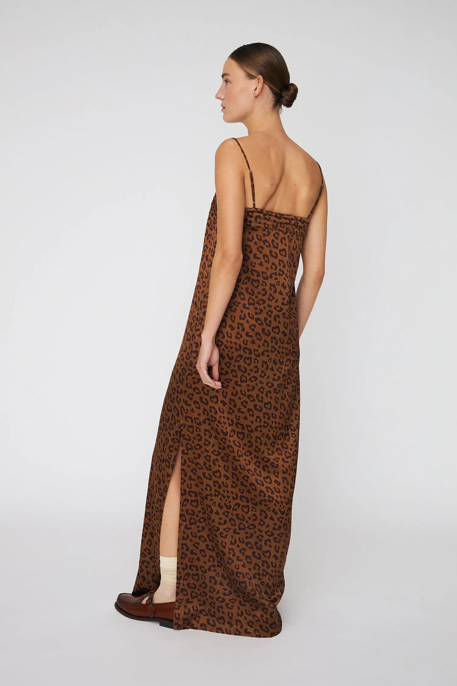 Maxi Animal Printed Silk Dress - Leopard - Image 4