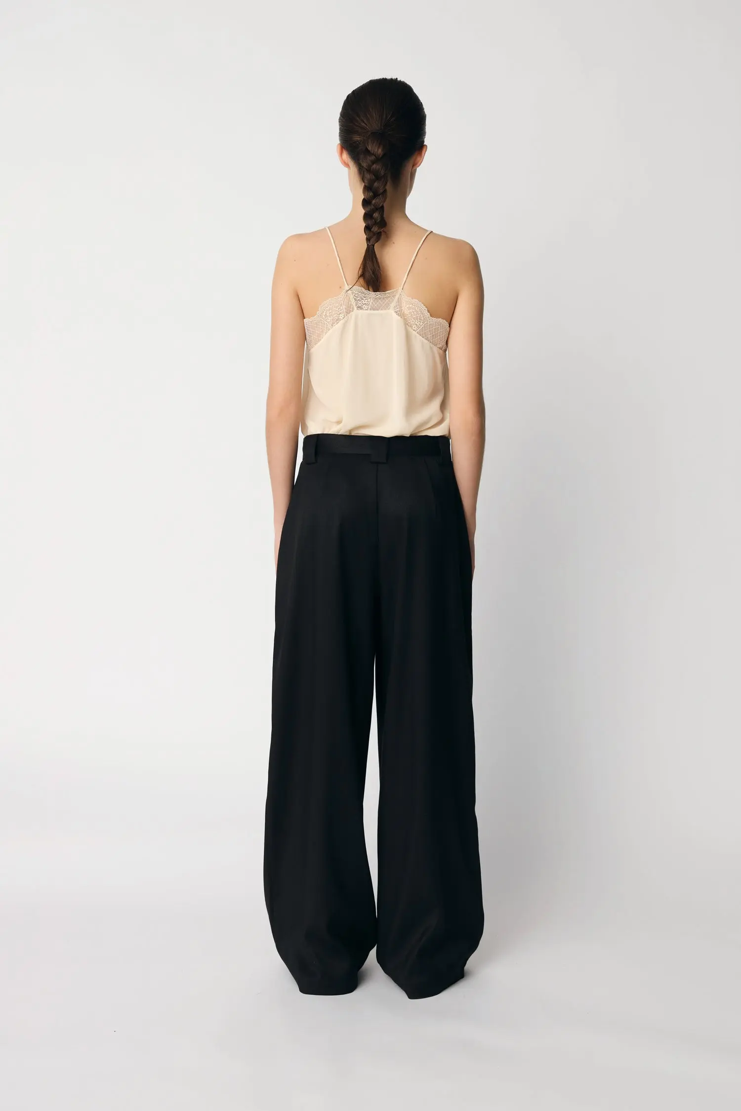 Mid-Waist Loose Suiting Pants - Black - Image 4