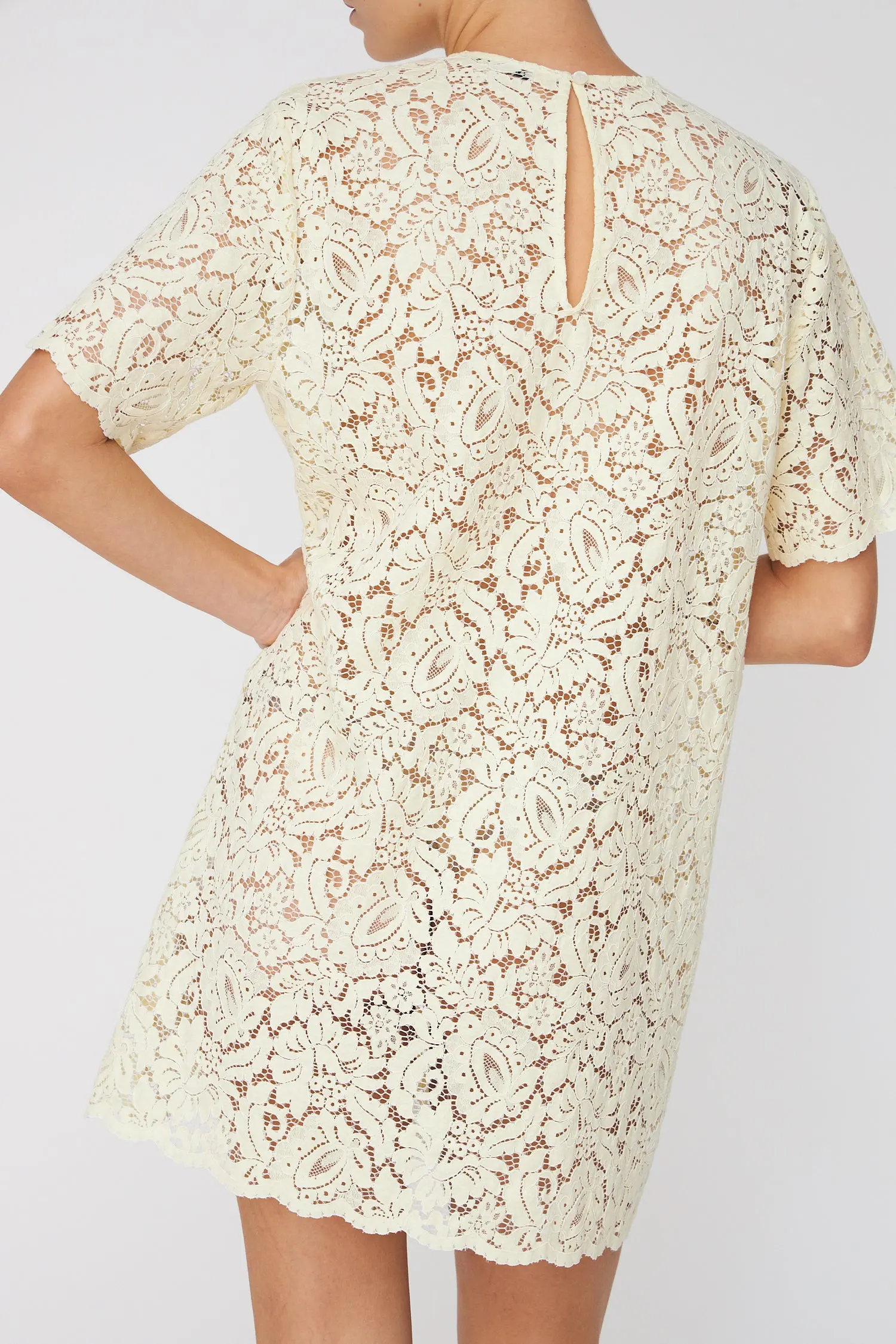 Mini Lace Dress - Soft Yellow - Image 3