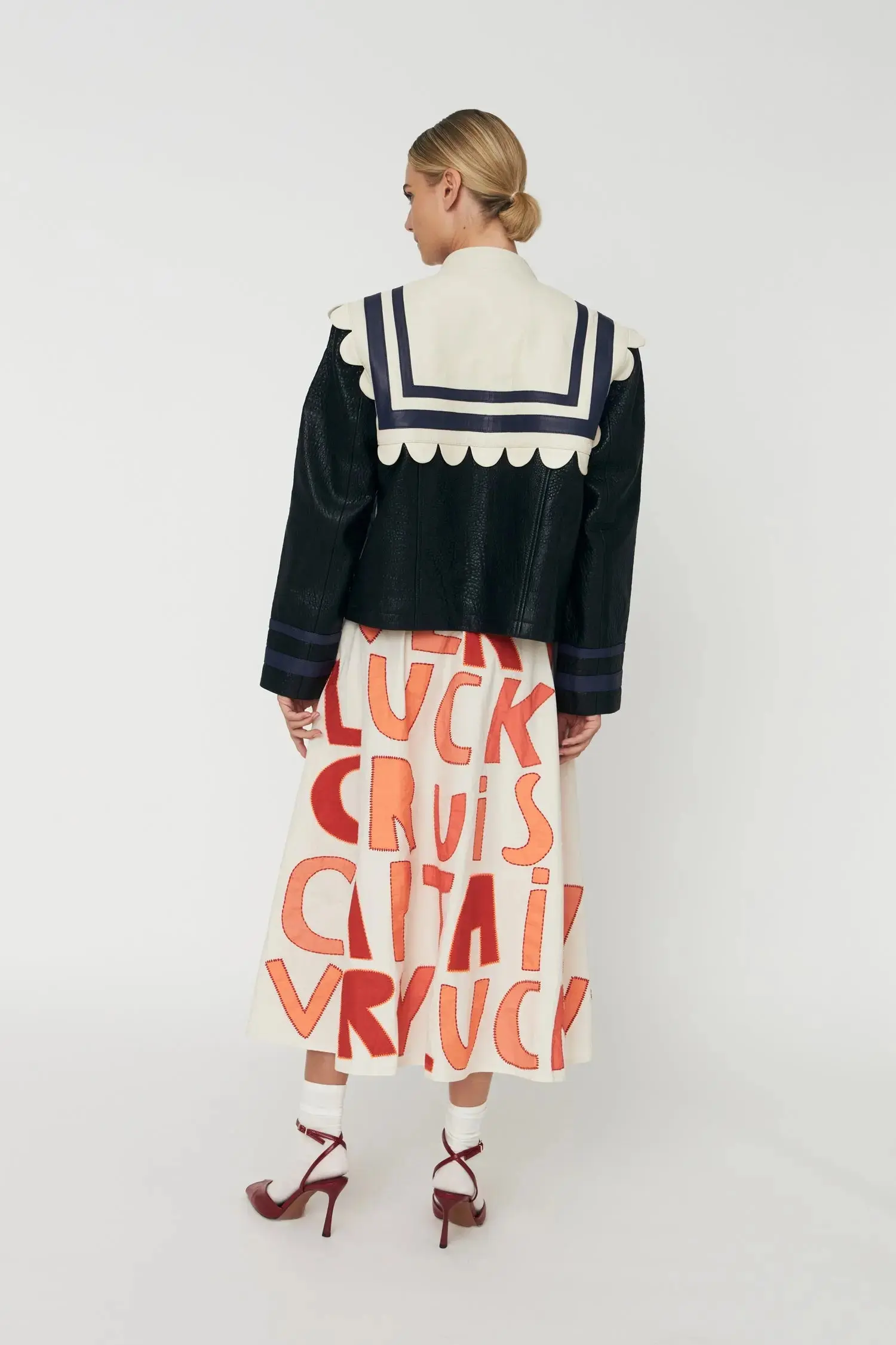Sailor Leather Jacket - Creme/Black - Image 3