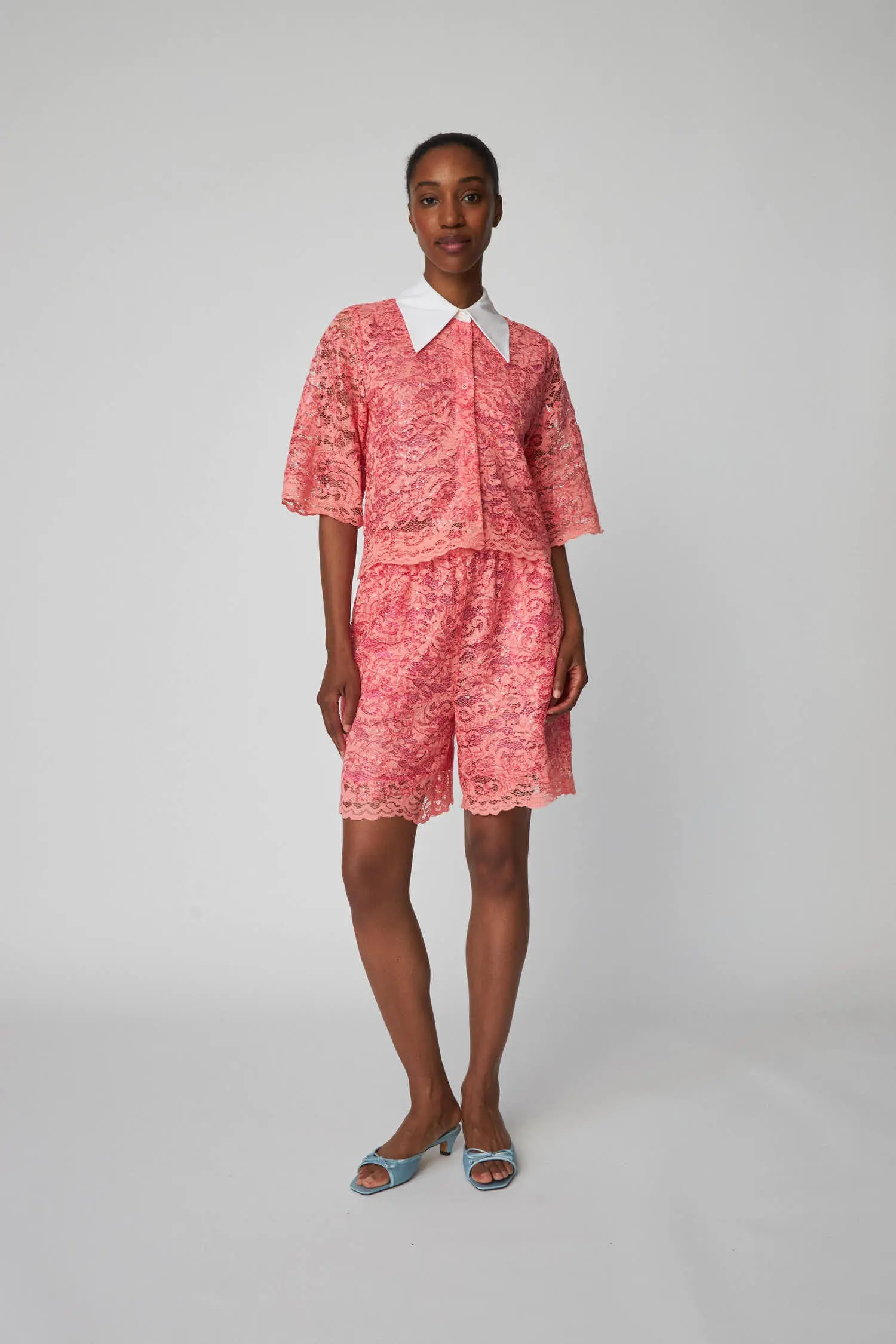 Sequined Lace Shirt - Amazing Pink - Image 3