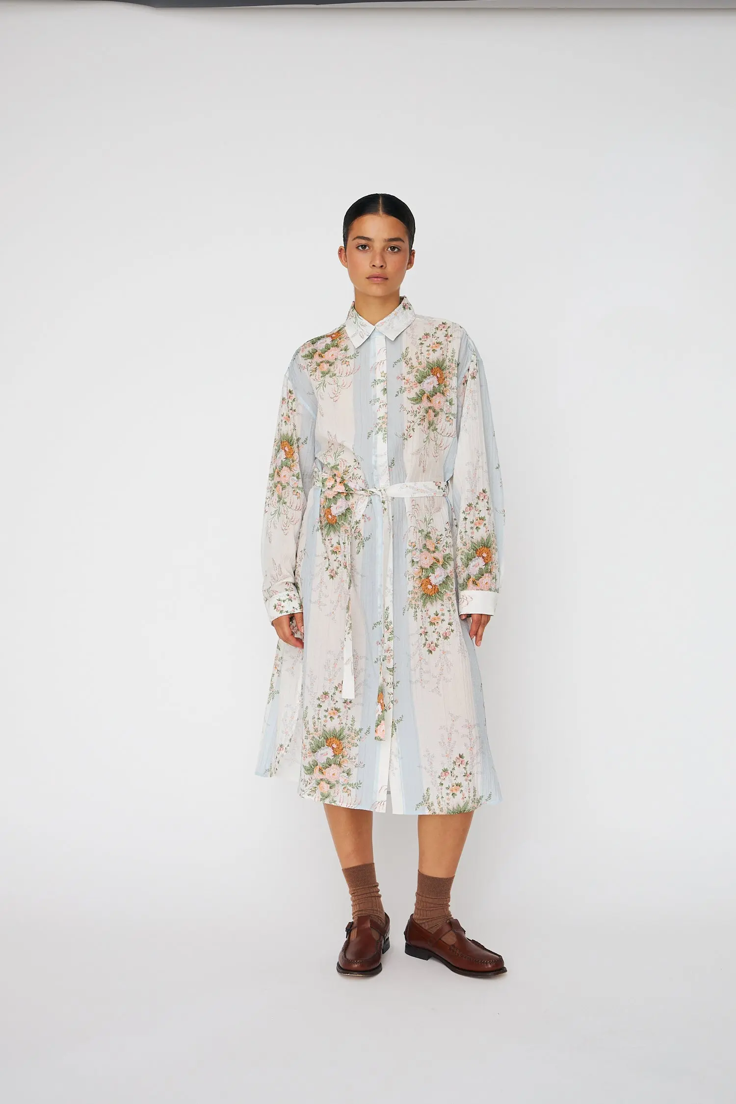 Shirt Dress - Creme Multicolour Flowers - Image 3