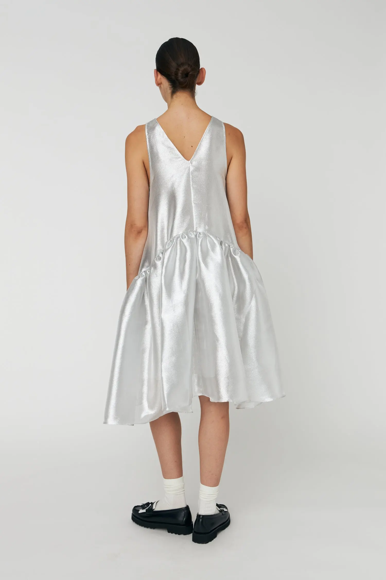 Silver Midi Dress - Pearl Silver - Image 2