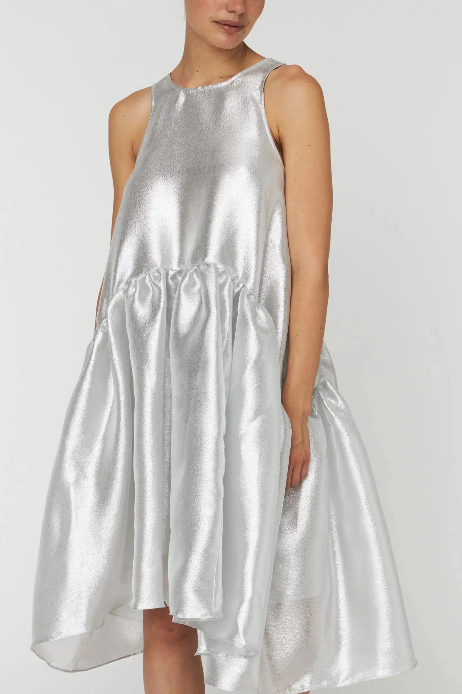 Silver Midi Dress - Pearl Silver - Image 3