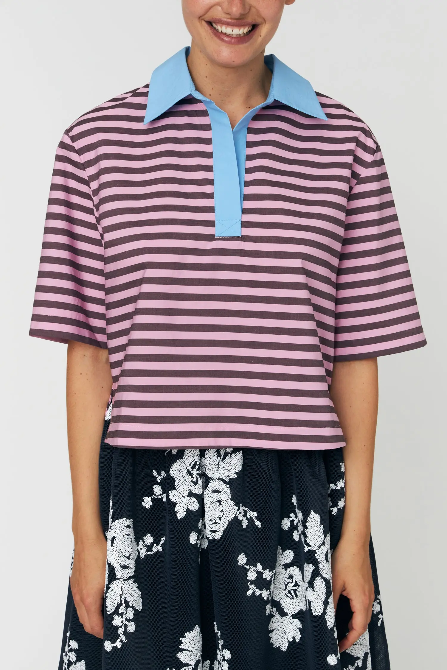 Striped Cotton Shirt - Purple - Image 2