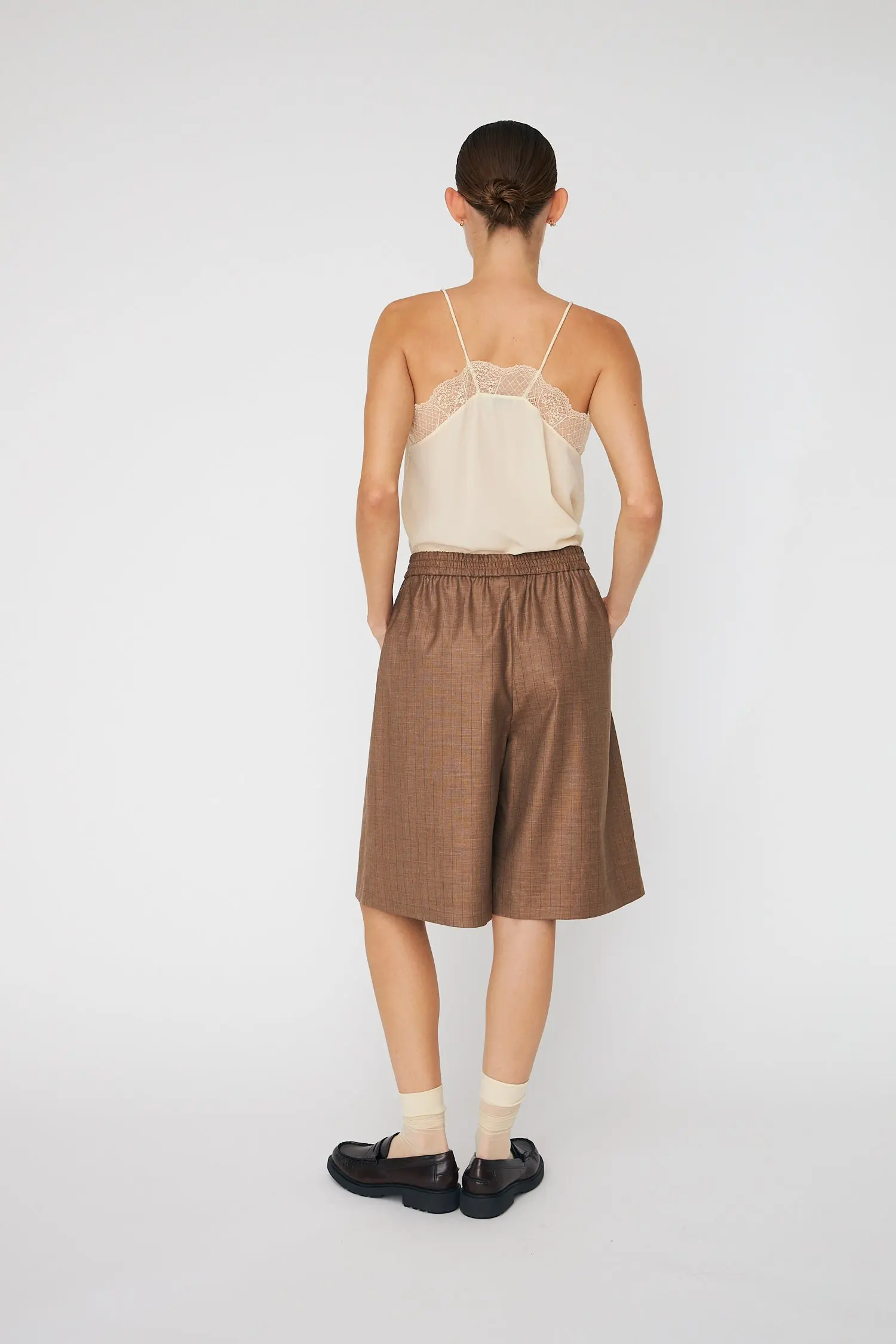 Striped Suiting Shorts - Brown Stripes - Image 2