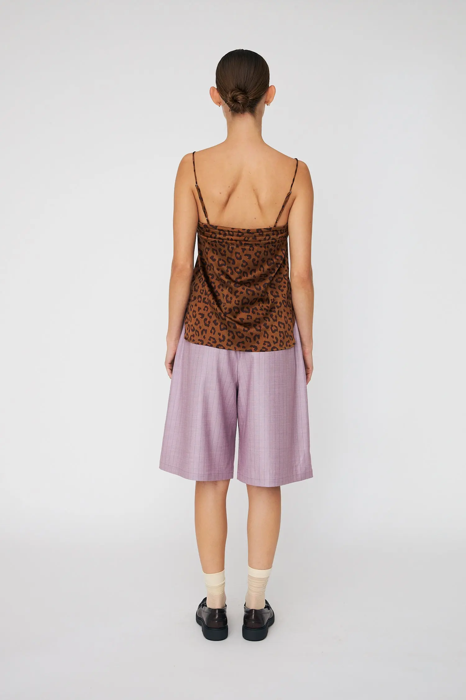 Striped Suiting Shorts - Light Purple - Image 4