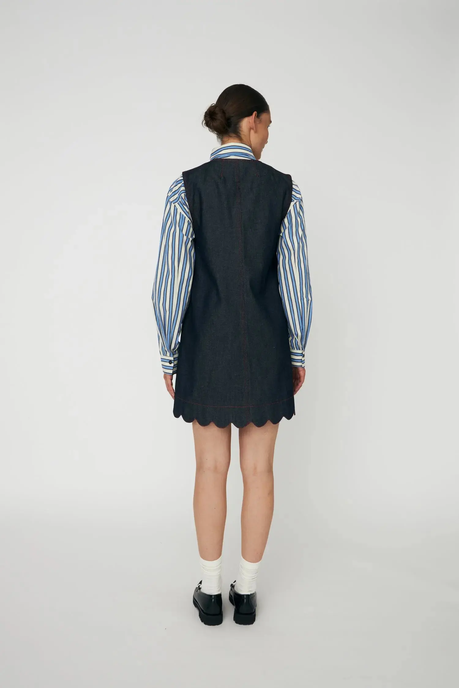 Unwashed Denim Scallop Dress - Raw Denim - Image 3